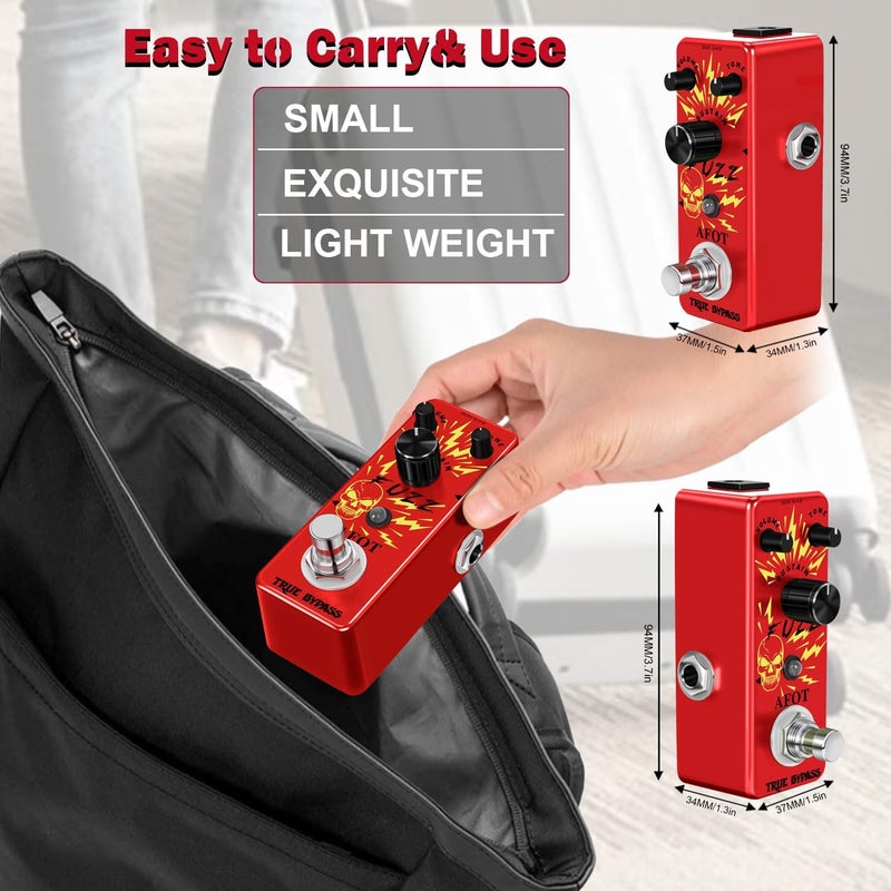 AFOT Classic Fuzz Guitar Pedal Vintage Fuzz Mini Guitar Effects Pedal Traditional Fuzz Effect, Plump and Rich Tone,Guitar Effects Pedal True Bypass - Image 4